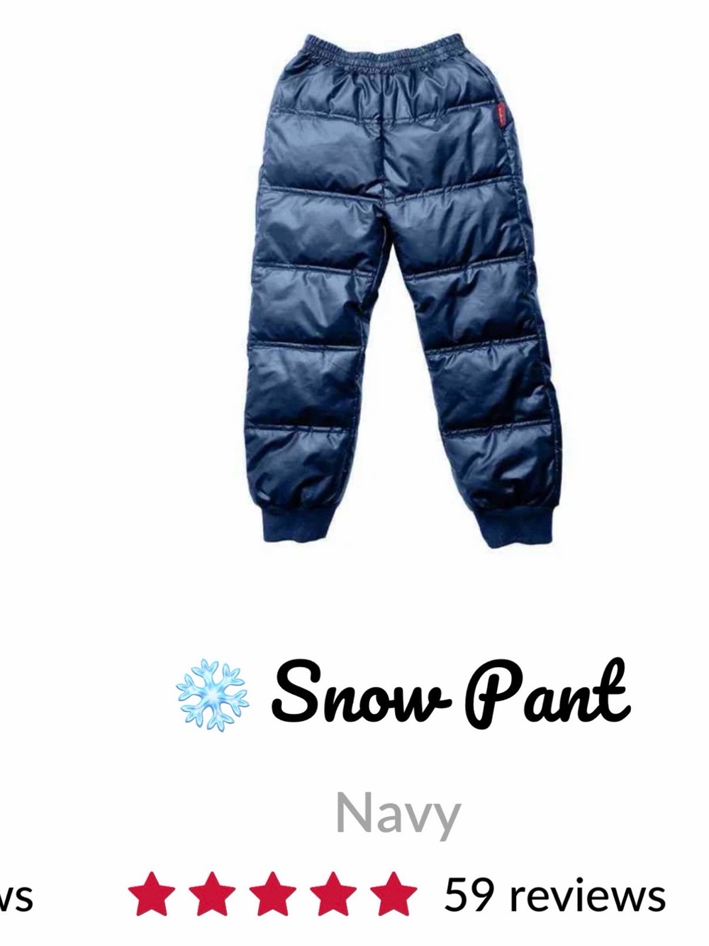 One Kid Kids Navy Snow Pants - Lightweight Insulated Winter Bottoms